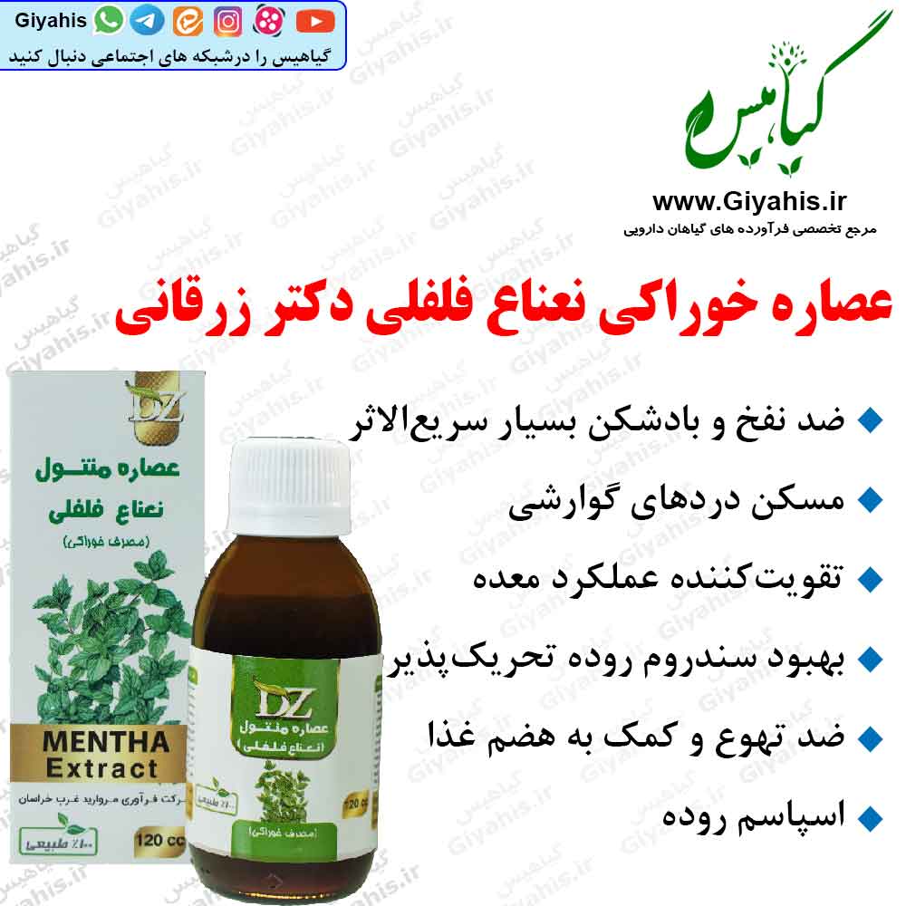 عصاره نعناع فلفلی دکتر زرقانی عصاره نعناع فلفلی دکتر زرقانی